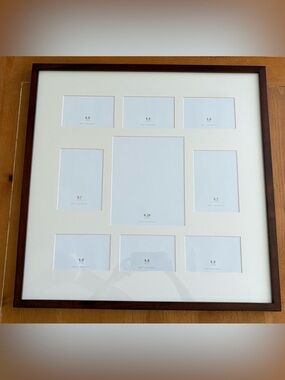 Pottery Barn Wood Gallery 9 Opening Collage Frame, Dark Walnut, NIB